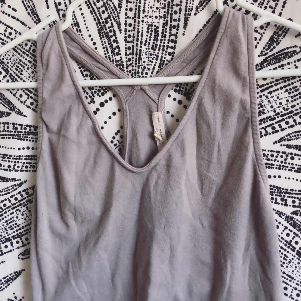 UO Light Gray Racerback Tank Top - Picture 2 of 3